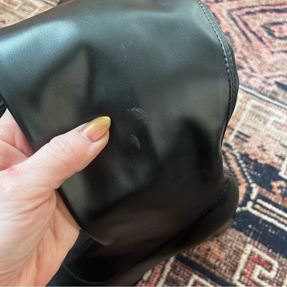 Princess Polly Zayas Black Faux Leather Knee High Heeled Boots 7 - Picture 7 of 10